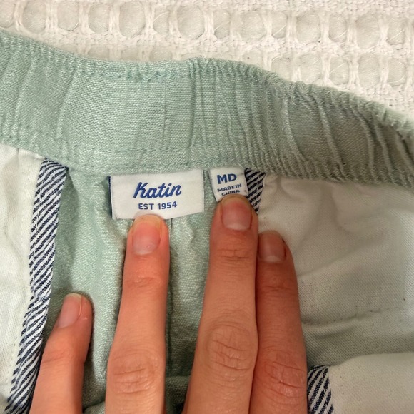 Katin Isaiah Local Shorts Linen Cotton Bld Drawstring Mint Green Medium - Picture 7 of 10